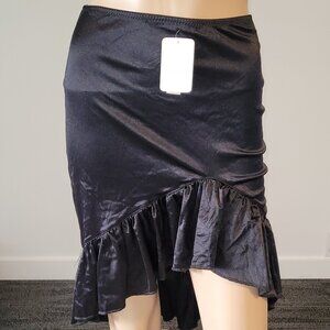 Sexy Women Black Polyester Stretch Skirt mid Party Dressy S/M N7190